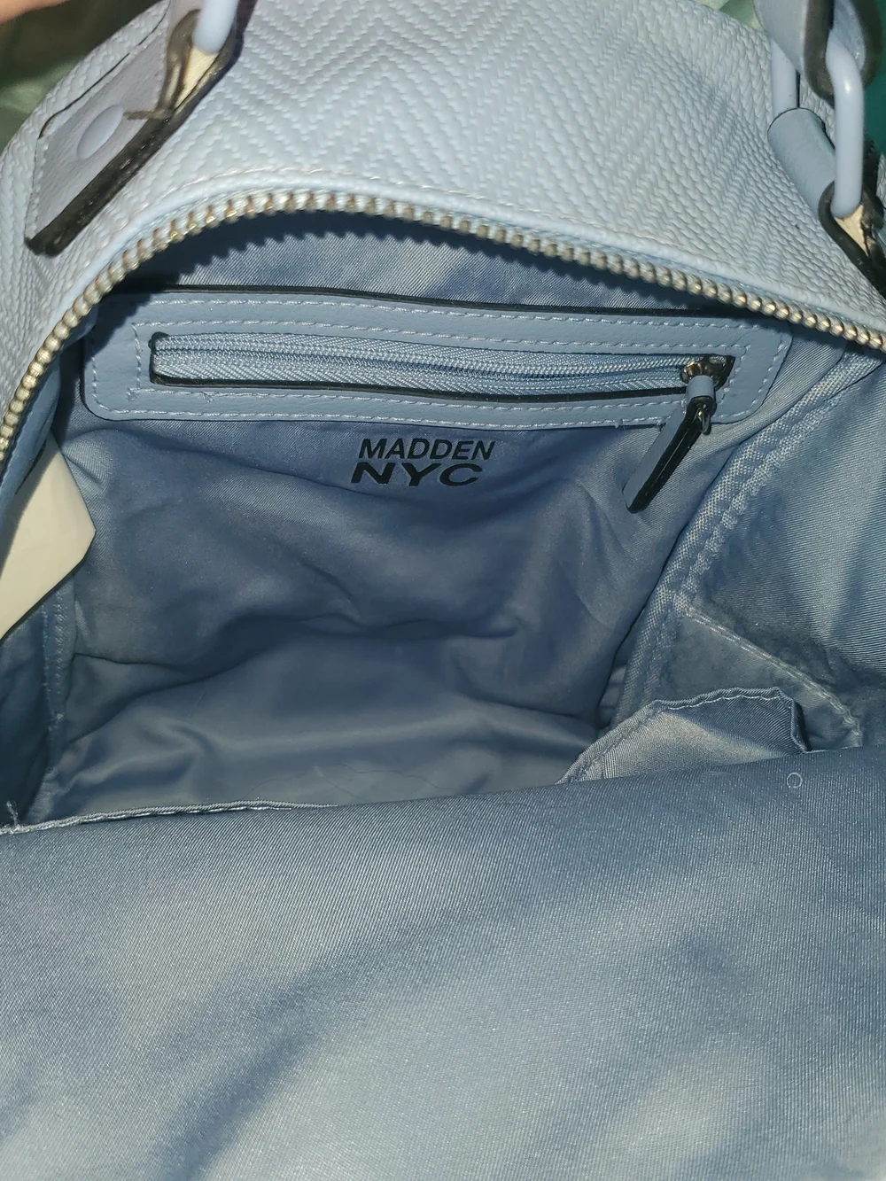 Steve Madden Light Blue Mini Backpack with Silver Hardware
